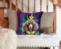 Chocolate Poodle King of Mardi Gras Throw Pillow Machine Washable, Indoor Outdoor Decorative Pillow for Couch, Bed or Patio, 14Hx14W