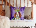 Welsh Springer Spaniel King of Mardi Gras Throw Pillow Machine Washable, Indoor Outdoor Decorative Pillow for Couch, Bed or Patio, 14Hx14W