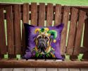 Mastiff King of Mardi Gras Throw Pillow Machine Washable, Indoor Outdoor Decorative Pillow for Couch, Bed or Patio, 14Hx14W