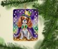 Cavalier Spaniel King of Mardi Gras Porcelain Ornament Christmas Tree Hanging Decorations for Home Christmas Holiday, Rectangle, Gift, Multicolor
