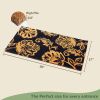 Coir Door Mat Entryway Floor Mats with Non Slip PVC Backing Floral Print Navy Blue 30x17 inch Indoor Outdoor Mat for Front Door Decor Home and Office