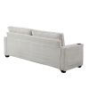Corduroy Sofa, 87.4 inch Modern Design Sofa with Cup Holder and Storage Bags, Deep Seat Sofa Couch,Comfy Couch for Living Room,Apartment,Office,Beige