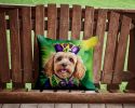 Cockapoo King of Mardi Gras Throw Pillow Machine Washable, Indoor Outdoor Decorative Pillow for Couch, Bed or Patio, 14Hx14W