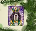 English Springer Spaniel King of Mardi Gras Porcelain Ornament Christmas Tree Hanging Decorations for Home Christmas Holiday, Rectangle, Gift