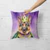 German Shepherd King of Mardi Gras Throw Pillow Machine Washable, Indoor Outdoor Decorative Pillow for Couch, Bed or Patio, 18Hx18W