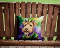 Lakeland Terrier King of Mardi Gras Throw Pillow Machine Washable, Indoor Outdoor Decorative Pillow for Couch, Bed or Patio, 14Hx14W