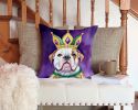 American Bulldog King of Mardi Gras Throw Pillow Machine Washable, Indoor Outdoor Decorative Pillow for Couch, Bed or Patio, 14Hx14W