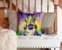 Pekingese King of Mardi Gras Throw Pillow Machine Washable, Indoor Outdoor Decorative Pillow for Couch, Bed or Patio, 14Hx14W