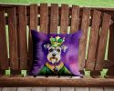 Schnauzer King of Mardi Gras Throw Pillow Machine Washable, Indoor Outdoor Decorative Pillow for Couch, Bed or Patio, 14Hx14W