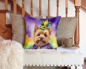 Norwich Terrier King of Mardi Gras Throw Pillow Machine Washable, Indoor Outdoor Decorative Pillow for Couch, Bed or Patio, 14Hx14W