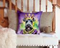 Kerry Blue Terrier King of Mardi Gras Throw Pillow Machine Washable, Indoor Outdoor Decorative Pillow for Couch, Bed or Patio, 14Hx14W