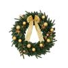 24in Pre-lit Battery Powered Christmas Wreath with Remote, Lighted Artificial Xmas Wreath with 50 Warm Lights and 120 PVC Tips and Ornaments