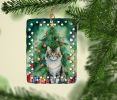La Perm Cat By the Christmas Tree Porcelain Ornament Christmas Tree Hanging Decorations for Home Christmas Holiday, Rectangle, Gift, Multicolor