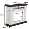 Farmhouse style fireplace TV stand for living room or bedroom to store CDs, remotes and other media or gaming devices. Creates the perfect ambiance