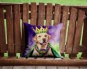 Labrador Retriever King of Mardi Gras Throw Pillow Machine Washable, Indoor Outdoor Decorative Pillow for Couch, Bed or Patio, 14Hx14W