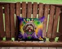 Wirehaired Pointing Griffon King of Mardi Gras Throw Pillow Machine Washable, Indoor Outdoor Decorative Pillow for Couch, Bed or Patio, 14Hx14W
