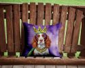 Welsh Springer Spaniel King of Mardi Gras Throw Pillow Machine Washable, Indoor Outdoor Decorative Pillow for Couch, Bed or Patio, 14Hx14W