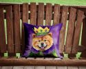Chow Chow King of Mardi Gras Throw Pillow Machine Washable, Indoor Outdoor Decorative Pillow for Couch, Bed or Patio, 14Hx14W