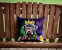 Neapolitan Mastiff King of Mardi Gras Throw Pillow Machine Washable, Indoor Outdoor Decorative Pillow for Couch, Bed or Patio, 14Hx14W