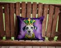 Dalmatian King of Mardi Gras Throw Pillow Machine Washable, Indoor Outdoor Decorative Pillow for Couch, Bed or Patio, 14Hx14W