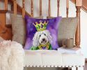 Komondor King of Mardi Gras Throw Pillow Machine Washable, Indoor Outdoor Decorative Pillow for Couch, Bed or Patio, 14Hx14W