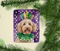 Labradoodle King of Mardi Gras Porcelain Ornament Christmas Tree Hanging Decorations for Home Christmas Holiday, Rectangle, Gift, Multicolor