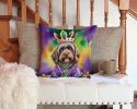 Wirehaired Pointing Griffon King of Mardi Gras Throw Pillow Machine Washable, Indoor Outdoor Decorative Pillow for Couch, Bed or Patio, 14Hx14W