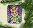Corgi King of Mardi Gras Porcelain Ornament Christmas Tree Hanging Decorations for Home Christmas Holiday, Rectangle, Gift, Multicolor