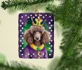 Chocolate Poodle King of Mardi Gras Porcelain Ornament Christmas Tree Hanging Decorations for Home Christmas Holiday, Rectangle, Gift, Multicolor