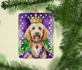 Goldendoodle King of Mardi Gras Porcelain Ornament Christmas Tree Hanging Decorations for Home Christmas Holiday, Rectangle, Gift, Multicolor