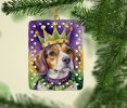 Beagle King of Mardi Gras Porcelain Ornament Christmas Tree Hanging Decorations for Home Christmas Holiday, Rectangle, Gift, Multicolor
