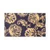 Coir Door Mat Entryway Floor Mats with Non Slip PVC Backing Floral Print Navy Blue 30x17 inch Indoor Outdoor Mat for Front Door Decor Home and Office