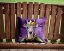 Italian Greyhound King of Mardi Gras Throw Pillow Machine Washable, Indoor Outdoor Decorative Pillow for Couch, Bed or Patio, 14Hx14W