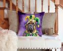 Mastiff King of Mardi Gras Throw Pillow Machine Washable, Indoor Outdoor Decorative Pillow for Couch, Bed or Patio, 14Hx14W