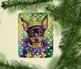 Miniature Pinscher King of Mardi Gras Porcelain Ornament Christmas Tree Hanging Decorations for Home Christmas Holiday, Rectangle, Gift, Multicolor