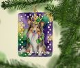 Sheltie King of Mardi Gras Porcelain Ornament Christmas Tree Hanging Decorations for Home Christmas Holiday, Rectangle, Gift, Multicolor