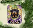Rottweiler King of Mardi Gras Porcelain Ornament Christmas Tree Hanging Decorations for Home Christmas Holiday, Rectangle, Gift, Multicolor