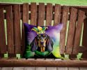 Black and Tan Coonhound King of Mardi Gras Throw Pillow Machine Washable, Indoor Outdoor Decorative Pillow for Couch, Bed or Patio, 14Hx14W