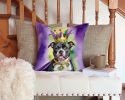 Staffordshire Bull Terrier King of Mardi Gras Throw Pillow Machine Washable, Indoor Outdoor Decorative Pillow for Couch, Bed or Patio, 14Hx14W