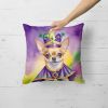 Chihuahua King of Mardi Gras Throw Pillow Machine Washable, Indoor Outdoor Decorative Pillow for Couch, Bed or Patio, 18Hx18W