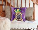 Shar Pei King of Mardi Gras Throw Pillow Machine Washable, Indoor Outdoor Decorative Pillow for Couch, Bed or Patio, 14Hx14W