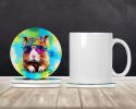 Hippie Animal Guinea Pig Large Sandstone Coasters Pack of 4 Absorbent Round Coasters Decor Gifts for Men or Women, 4 in, Multicolor