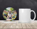English Bulldog Spring Path Large Sandstone Coasters Pack of 4 Absorbent Round Coasters Decor Gifts for Men or Women, 4 in, Multicolor