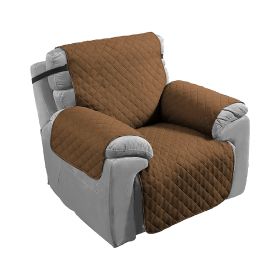 Reversible Sofa Cover Chair Loveseat Couch Slipcover Microfiber Cushion Furniture Protector Shield Water-Resistant w/ Elastic Strap for Kids Pet Dog C (Option: 1S_Chocolate)