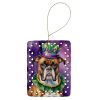 Boxer King of Mardi Gras Porcelain Ornament Christmas Tree Hanging Decorations for Home Christmas Holiday, Rectangle, Gift, Multicolor