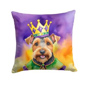 Welsh Terrier King of Mardi Gras Throw Pillow Machine Washable, Indoor Outdoor Decorative Pillow for Couch, Bed or Patio, 14Hx14W (Default: Default)