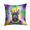 Scottish Terrier King of Mardi Gras Throw Pillow Machine Washable, Indoor Outdoor Decorative Pillow for Couch, Bed or Patio, 14Hx14W