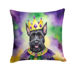 Scottish Terrier King of Mardi Gras Throw Pillow Machine Washable, Indoor Outdoor Decorative Pillow for Couch, Bed or Patio, 14Hx14W (Default: Default)