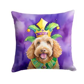 Labradoodle King of Mardi Gras Throw Pillow Machine Washable, Indoor Outdoor Decorative Pillow for Couch, Bed or Patio, 14Hx14W (Default: Default)