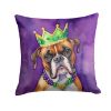 Boxer King of Mardi Gras Throw Pillow Machine Washable, Indoor Outdoor Decorative Pillow for Couch, Bed or Patio, 14Hx14W